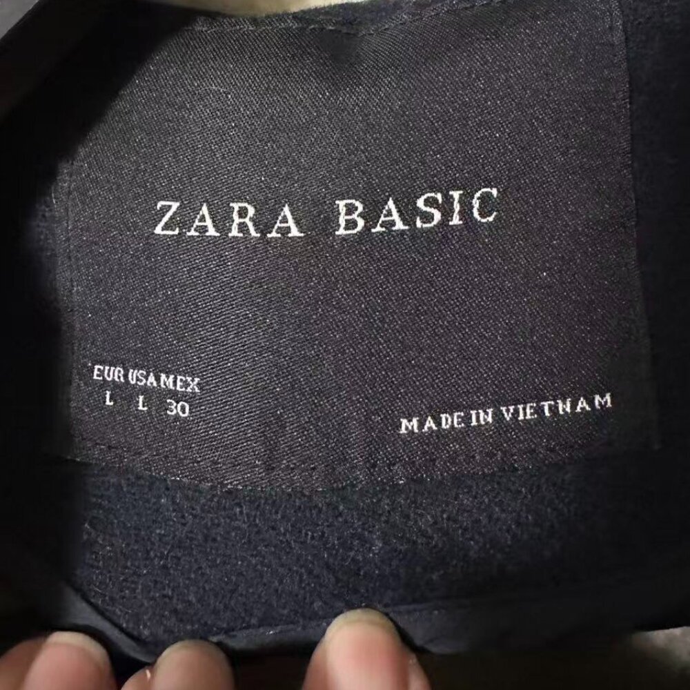 Zara Basic Women's Ladies Dark Blue Navy Wool Coat Jacket with Hood Size (L) - Picture 7 of 12